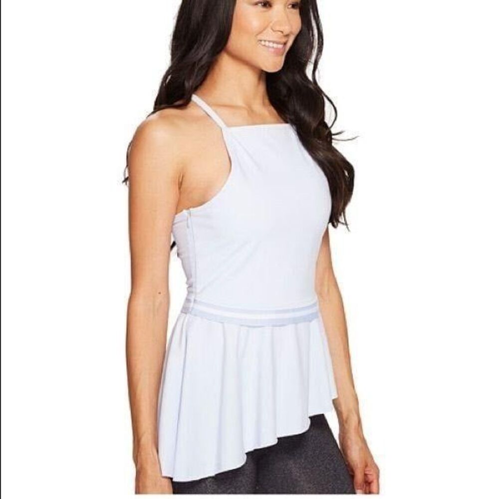 Puma Womens Top Blue M Xtreme Tight Frilled Active Tank  New